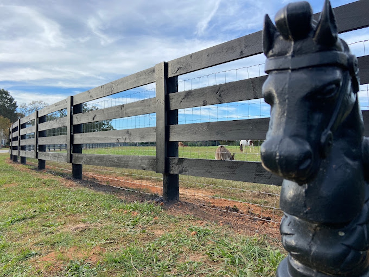 4 board black horse fence